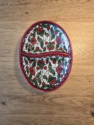 Duo ovaal rood groen schaaltje Tweevaksschaal rood en groen