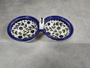 Dubbele schaal 22 cm. Dubbel serveerschaaltje 22 cm.